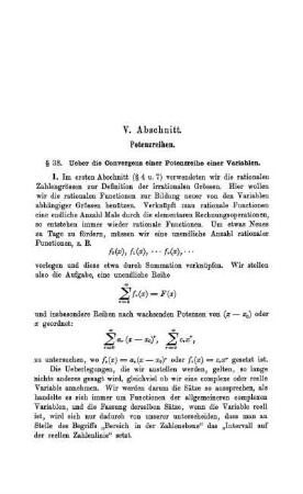 V. Abschnitt. Potenzreihen.
