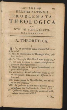 Henrici Altingii Problemata Theologica