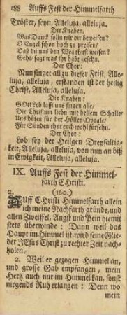 IX. Auffs Fest der Himmelfarth Christi.