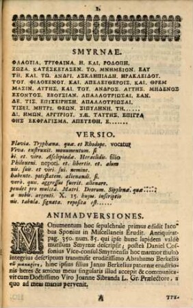 Animadversiones philologicae in antiquam inscriptionem graecam Smyrnae repertam