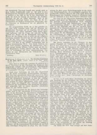 187-189 [Rezension] Robinson, H. Wheeler, The Christian Experience of the Holy Spirit