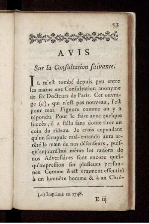 Avis sur la Consultation suivante