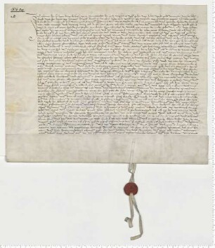 Testament des Bürgers Herwigh Tobingk, der von Reue erfüllt fromme Stiftungen macht. Testamentsvollstrecker sind die Ratsmannen Lenhard Tobingk und Ludolff Stoterogghe sowie der Bürger Thomas Mutzeltin; es besiegeln die Ratsmannen Meyne Schellpeper und Hans Tobingk.