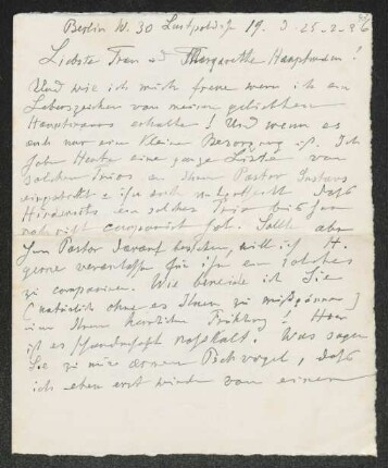 Brief von Heinrich Grünfeld an Gerhart Hauptmann