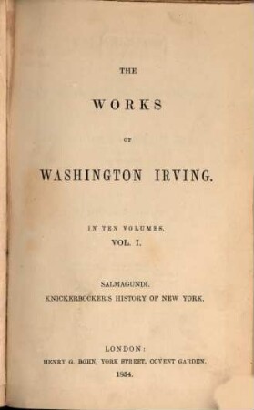 The works of Washington Irving. I