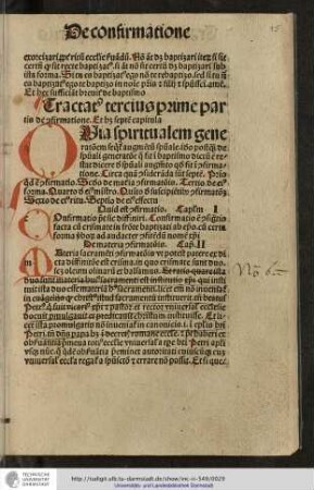 Tractatus tertius prime partis de confirmatione. Et habet septem capitula.