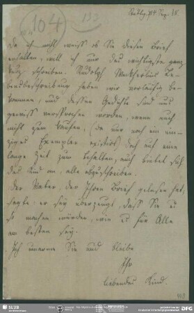 Eigenh. Brief von Sophie von Schlegel an August Wilhelm von Schlegel, Stuttgart, 14.09.1818