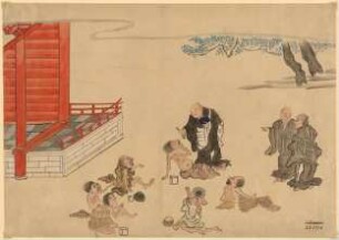 Buddhistische Priester speisen hungernde Ainu