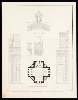Kirche in der Oranienburger Vorstadt, Berlin, Nr. 5: Grundriss, Details (aus: Sammlung Architektonischer Entwürfe, Berlin 1858)