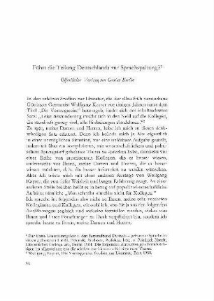 Führt die Teilung Deutschlands zur Sprachspaltung?