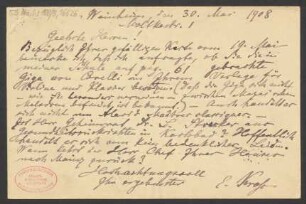 Brief an B. Schott's Söhne : 30.05.1908