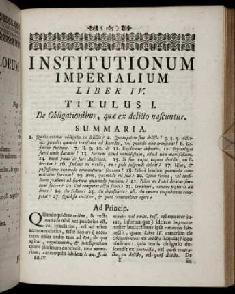 Institutionum Imperialium Liber IV. Titulus I. De Obligationibus, quæ ex delicto nascuntur