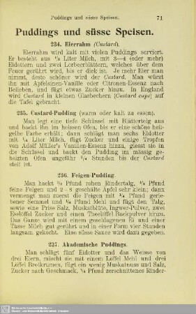 Puddings und süsse Speisen
