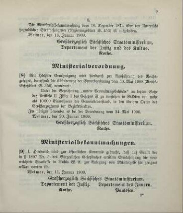 Nr. 8: Ministerialverordnung zur Ausführung des Reichsgesetzes, betreffend Abänderung der Gewerbeordnung vom 30. Mai 1908