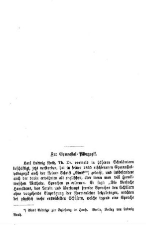 Zur Gymnasial-Pädagogik