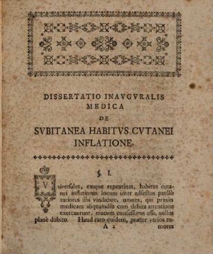 Diss. inaug. med. de subitanea habitus cutanei inflatione
