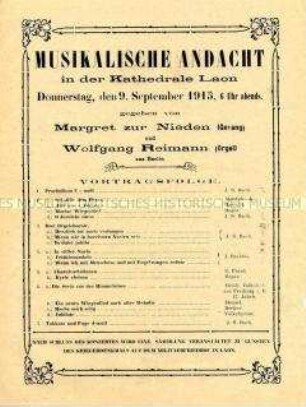 Programmzettel einer kirchlichen Veranstaltung im besetzten Frankreich