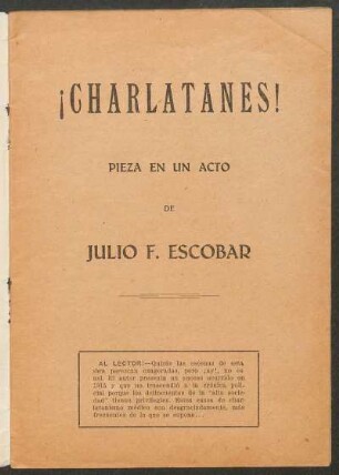 ¡Charlatanes! : pieza en un acto