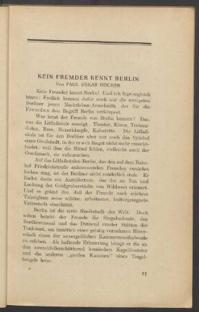 Kein Fremder kennt Berlin