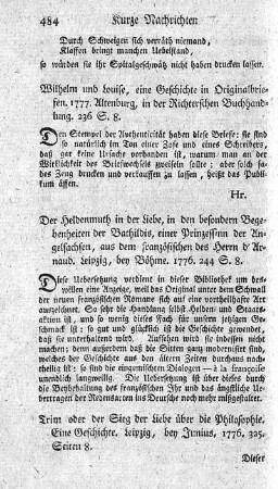 Trim oder der Sieg der Liebe über die Philosophie. Eine Geschichte.