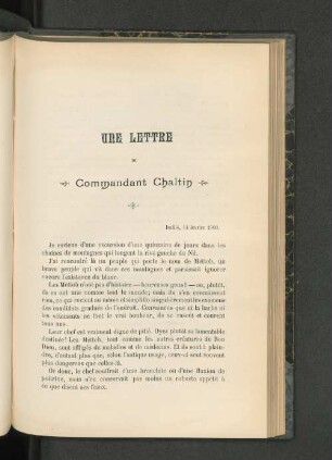 Une Lettre de Commandant Chaltin.