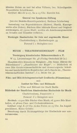 Musik - Theaterwissenschaft - Film