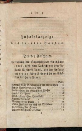 Inhaltsanzeige des dritten Bandes.