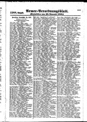 1288. Ausgabe. Donnerstag, 30. November 1916