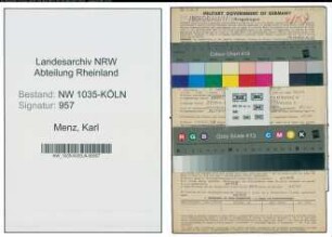 Entnazifizierung Karl Menz , geb. 05.08.1899 (Expedient)