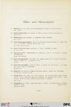 Silber- und Vitrinenobjekte (Nr. 121-195)