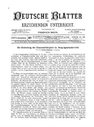 Die Bedeutung er Phantasietätigkeit im Geographieunterricht : (Schluß)