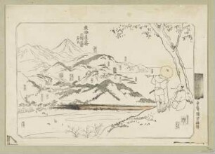 Blick über den Abefluß von Mariko, aus: "Fünf berühmte Orte der 53 Stationen des Tōkaidō"