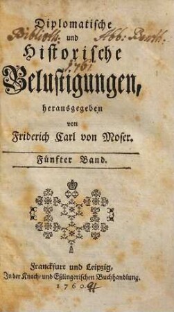 Diplomatische und historische Belustigungen, 5