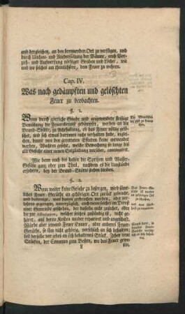 Cap. IV. Was nach gedämpften und gelöschten Feuer zu beobachten.
