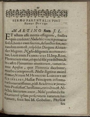 Sermo Parentalis Post Funus Dictus.
