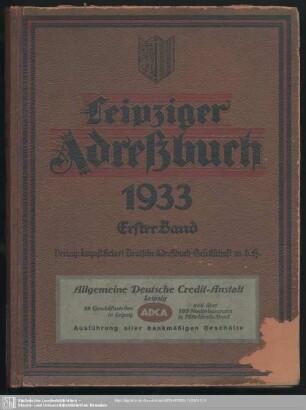 112.1933: Leipziger Adreß-Buch