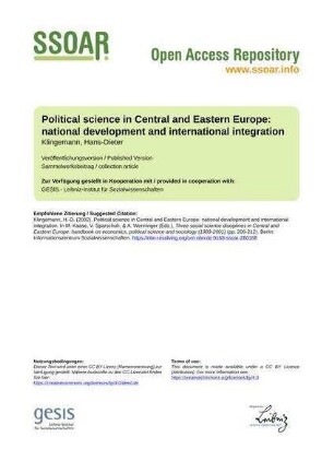 Political science in Central and Eastern Europe: national development and international integration