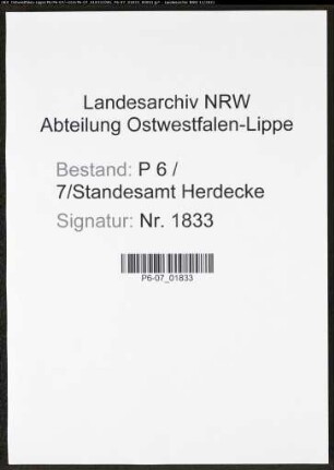 Heiratsregister Standesamt Herdecke