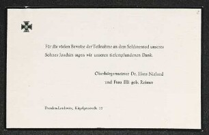 Brief von Hans Nieland und Elli Nieland an Gerhart Hauptmann