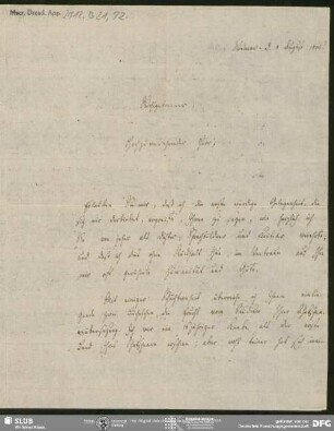 Eigenh. Brief von Heinrich Voß an August Wilhelm von Schlegel, Weimar, 08.08.1806