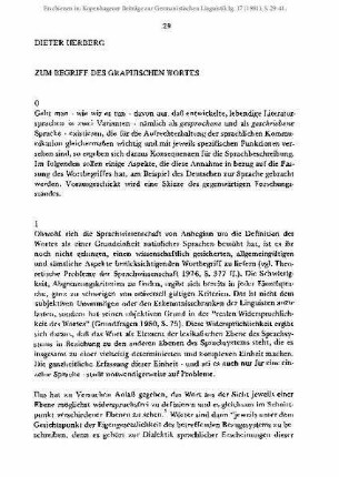 Zum Begriff des graphischen Wortes