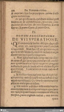 IX. Nonum Progymnasma De Vituperatione