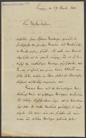 Brief an Wilhelm Grimm : 29.11.1811-07.09.1812