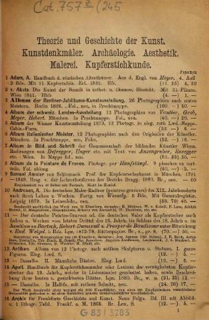 Antiquarischer Catalog von Adolf Geering in Basel, 245. [ca. 1895]