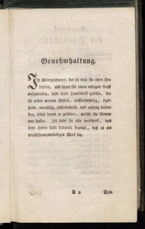 Genehmhaltung.