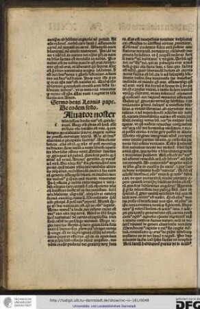 Sermo beati Leonis pape. [S]alvator noster dilectissimi hodie natus est, gaudeamus neque enim phas est locum esse tristitie ubi natalis est vite...