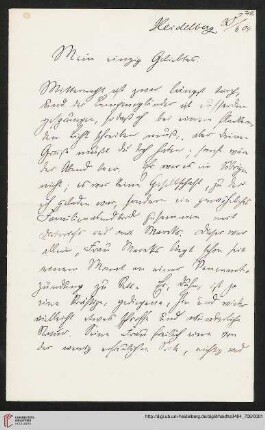 Heid. Hs. 3484,708: Brief von Eberhard Gothein an Marie Luise Gothein