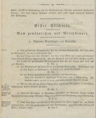 Erster Abschnitt. Vom gewöhnlichen und Werthstempel