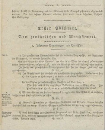 Erster Abschnitt. Vom gewöhnlichen und Werthstempel