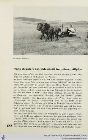 Getreideschnitt im unteren Allgäu.